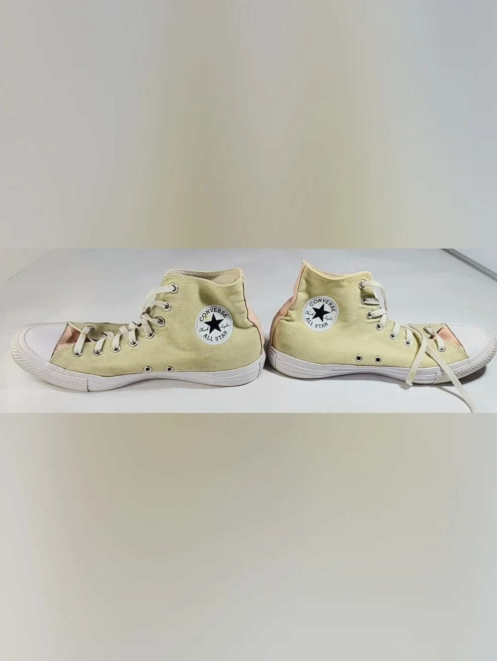 Converse High Top Sneakers in Beige with Orange Butterfly Accent